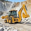 Heavy Duty Mini Backhoe Loader with Hydraulic Front Loader and Rear Excavator – Compact Wheel Loader for Construction, Digging and Trenching