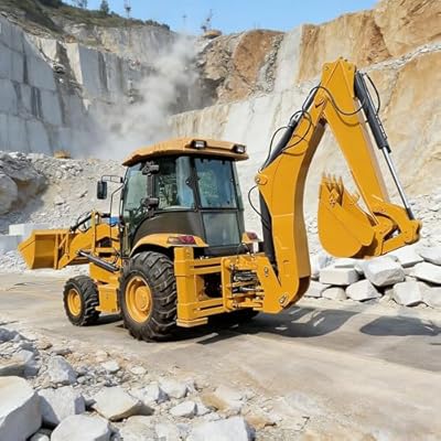 Heavy Duty Mini Backhoe Loader with Hydraulic Front Loader and Rear Excavator – Compact Wheel Loader for Construction, Digging and Trenching