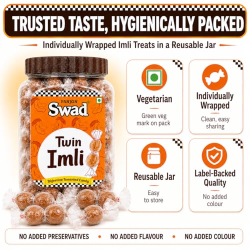 Image of SWAD Twin Imli Candy, Chulbuli Imli Treat, Khatti Mithi Imli Candy 320g Jar