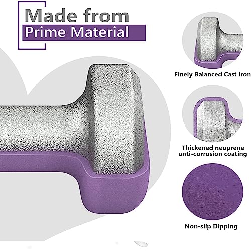 Neoprene Dumbbell Hand Weights Pair Home Exercise for Women Men Arm Pilates Dumbbells in 1kg 1.5kg 2kg 3kg 4kg 5kg 8kg 10kg Set (Purple (1.5KG, Pair)) - Image 5