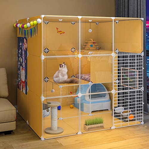 Villa cat FANDIAO grand enclos modulaire intérieur cage chat DIY jaune
