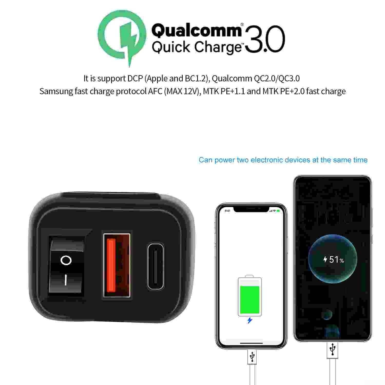Ładowarka motocyklowa USB wodoodporna IP66 z szybkim ładowaniem PD3.0 do qc3.0 Gniazdo kierownicy 12 V-24 V do smartfona GPS (niebieski)