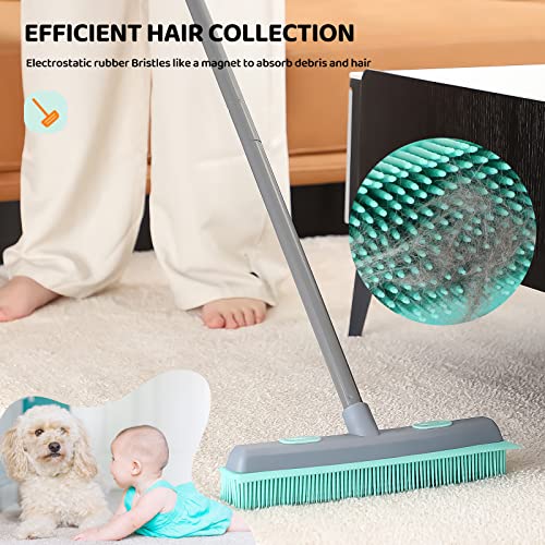 Conliwell Rubber Broom Carpet Rake For Pet Hair, Fur Remover Broom With Squeegee, Portable Detailing Lint Remover Brush, Pet Hair Removal Rubber Broom And Brush For Fluff Carpet, Hardwood Floor #TOP7