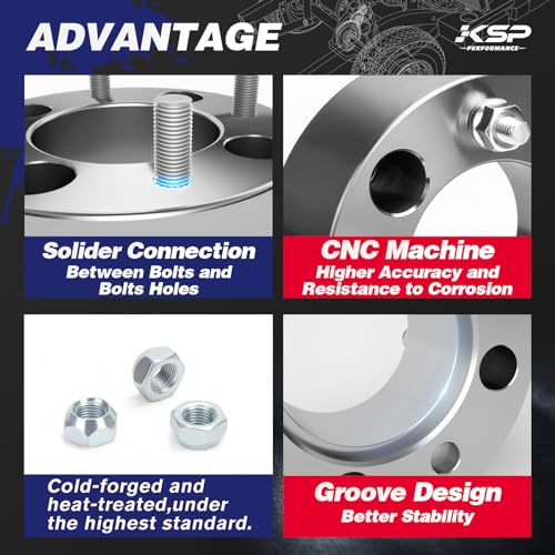 Image of KSP 4x156mm ATV Wheel Spacers for Polaris Ranger RZR Sportsman Xplorer 400 500 600 700 800, 2 inch(50mm) Thickness with 3 /8 inch-24 Studs 131mm Hub Bore for Kawasaki 300B Lakota KSF 250 KXT 250