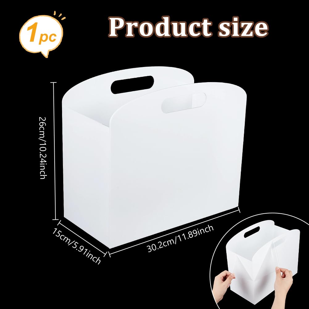 UNICRAFTALE 1 Pièces Porte Revues En Acrylique Blanc Support Transparent Pour Journaux Avec Poignées Organiseur Panier De Rangement Pour Documents Livres Pour Bureau Chambre Domicile 150x302x260mm
