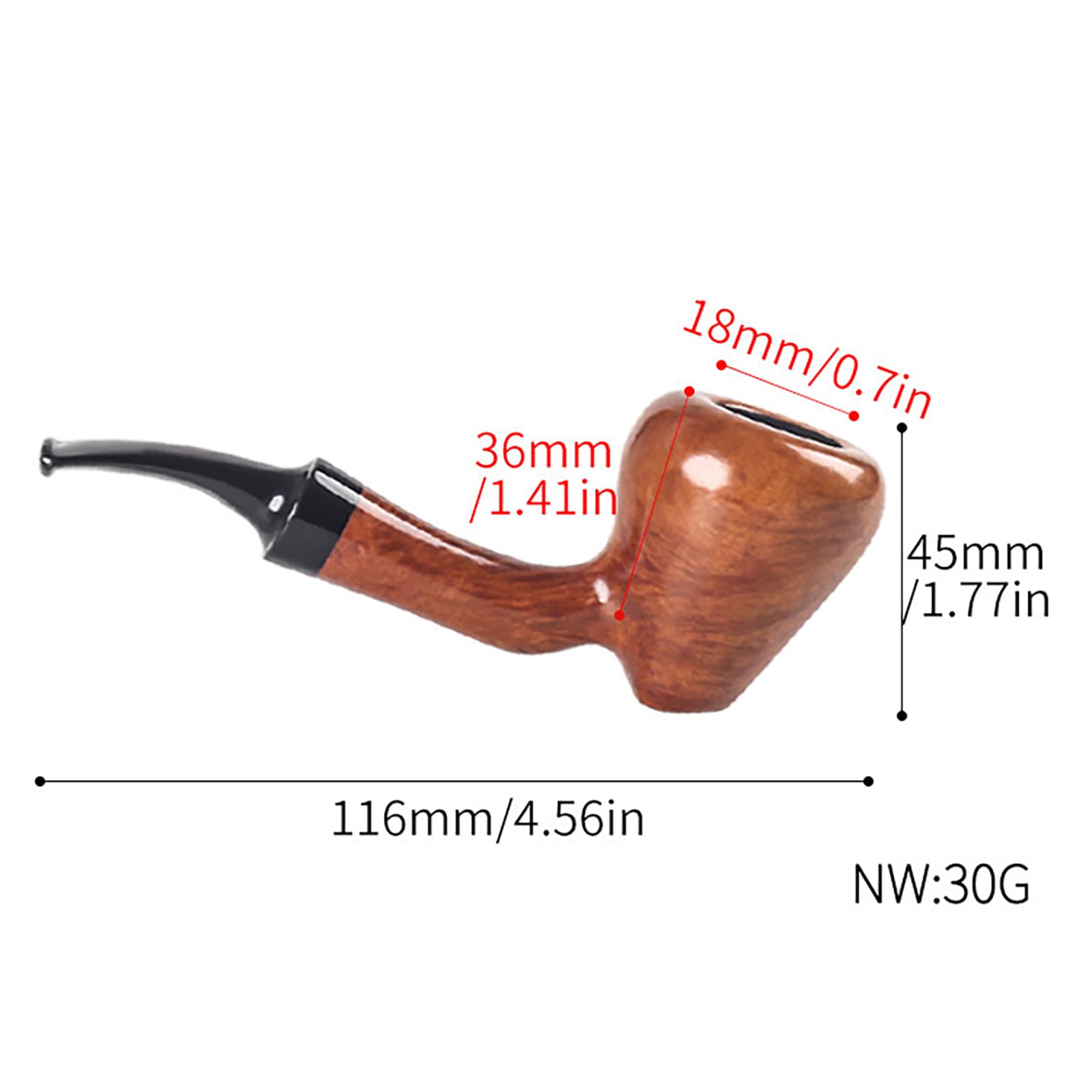 Ręcznie wykonana fajka do fajki i akcesoria, fajka Deluxe Briar do tytoniu, idealna drewniana fajka Taba dla początkujących (B)