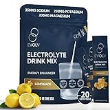 EVOLV Electrolytes Powder Packets – Electrolyte Packets with Palatinose, Sodium & Minerals – Instant Hydration Drink for Recovery, Non-GMO – Hydration Sticks for On-The-Go Use (Pack of 20) - Lemonade
