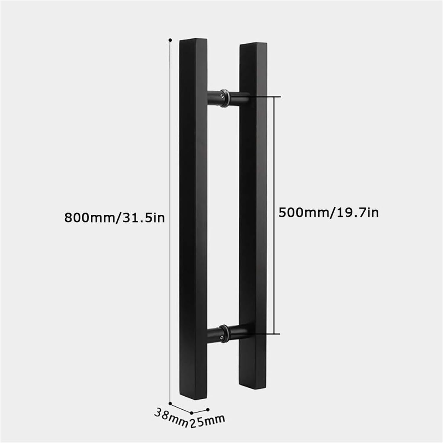 Heavy-Duty Commercial Black Stainless Steel Square Tube Handle Glass Door Push-Pull Handrail Wooden Door Sliding Barn 10 Sizes (Size : 800x500mm)