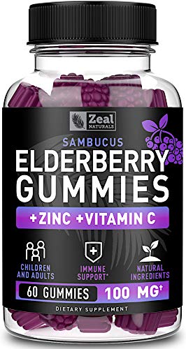 100% Natural Sambucus Elderberry Gummies for Kids & Adults (60 Count | 100mg)