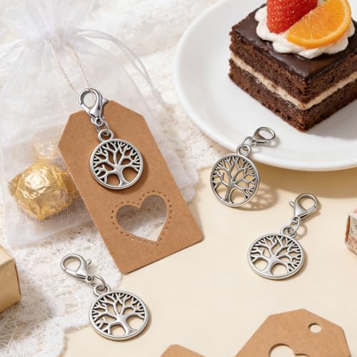 GomTrynxil 24 Stück Lebensbaum Schlüsselanhänger mit Karabinerhaken, Lebensbaum Anhänger Metall Anhänger Lebensbaum für Hochzeit Taufen Kommunionsfeiern Dekorative Geschenke und Gastgeschenke