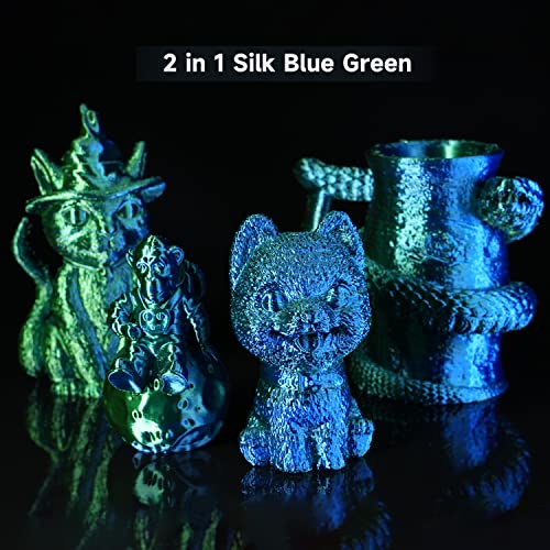 Image of Gratkit Silk Dual Color PLA Filament, Coextrusion PLA Filament 1.75mm, + /-0.03mm, 1KG /Roll, Silk PLA Blue & Green