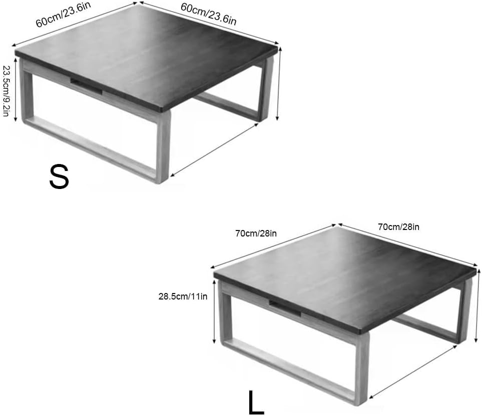 Wooden Japanese Folding Low Tea Table with Folding Legs, Bamboo Floor Desk, Multipurpose Meditation, Coffee, Laptop, Dining, and Picnic Table – Compact and Portable (60x60x23.5cm, 70x70x28.5cm) - Image 3
