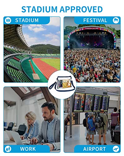 Bagenius Clear Purse Stadium Approved for Women, Transparent Clear Bag with Removable Straps for Work Festival Sporting Events and Concert - Navy - Thumbnail 6