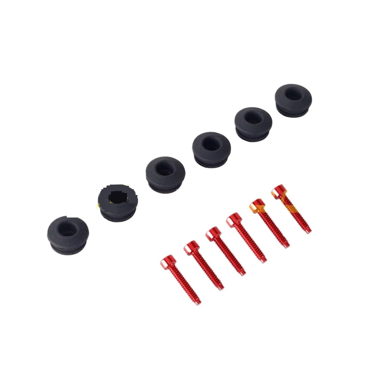 Motorcycle Rubber Grommets Kit 6PCS Aluminum Motorcycle Windshield Bolt Rubber Washer for Windscreen Fairing Fasterner Screw Kit(Red Bolt Waher)