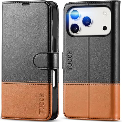 Housse iPhone 17 Pro portefeuille TUCCH protection intégrale anti-choc béquille rabat cuir