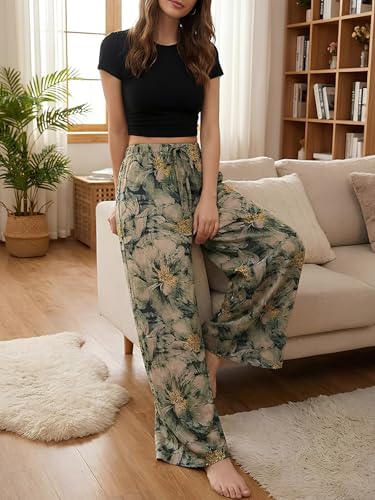 Image of Leriya Fashion Women's Trouser|Sharara | Boho Harem Pants|Rayon Palazzo Plazo Pant| Loose Fit Baggy Trousers with Elastic Waistband|Casual Yoga & Lounge Wear (Available in Plus Size)