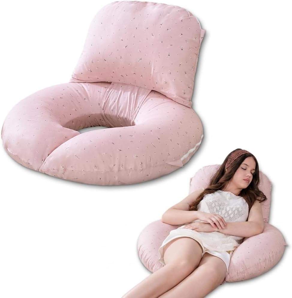 INSEN Wedge Pillow Set for Sleeping and After Surgery, Use for Acid Reflux, Reading and Relaxing, Headboard Pillow for Sitting in Bed, Pink Flower
