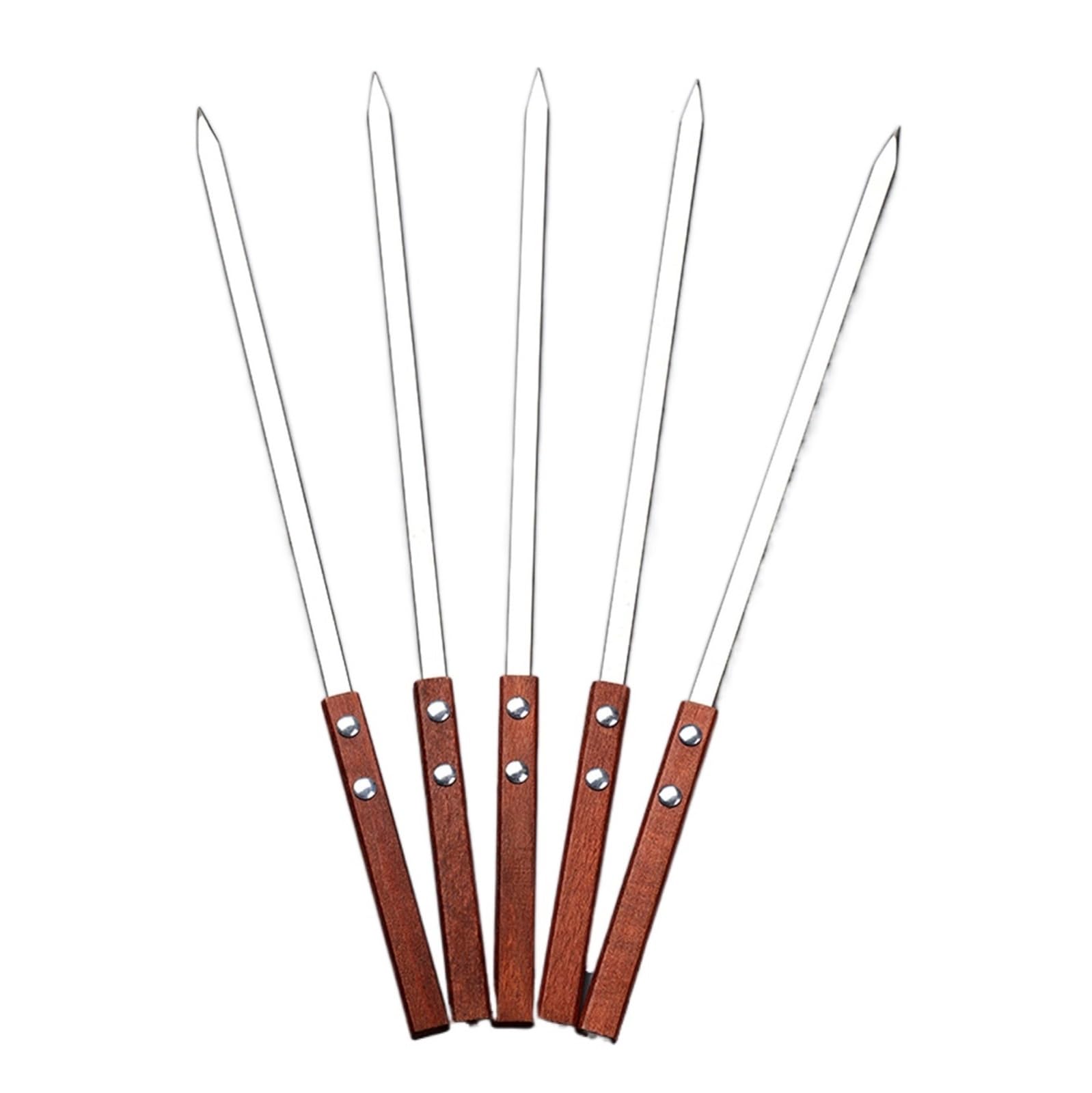 GTHTUHFD 5 Pcs Kabob Skewers, Flat Wide Reusable Bbq Barbecue Shish Sticks, Stainless Steel Grilling Skewers, For Meat Shrimp Chicken Vegetable,size_name-5