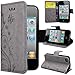 Produktbild SMART LEGEND iPhone 4S/4 Hülle Lederhülle Schmetterling Weinstock Grau Schutzhülle PU Leder Flip Case Protective Cover Handy Tasche Schale mit Kartenfächer Magnet Standfunktion Etui