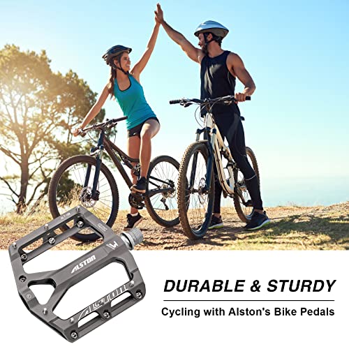 Alston Mtb Bike Pedals Cnc Bike Platform Pedals Cycling Pedals 3 Sealed Bearings 9/16 Non-Slip Bicycle Pedal For Bmx Mountain Road Bike #TOP5