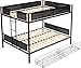 DNYN Queen Over Queen Bunk Bed with Drawers for Kids Bedroom,Space Saving Metal Bedframe w/Ladder & Safety Rails,Easy Assembly & No Box Spring Needed,for Dorm,Guest Room, Black