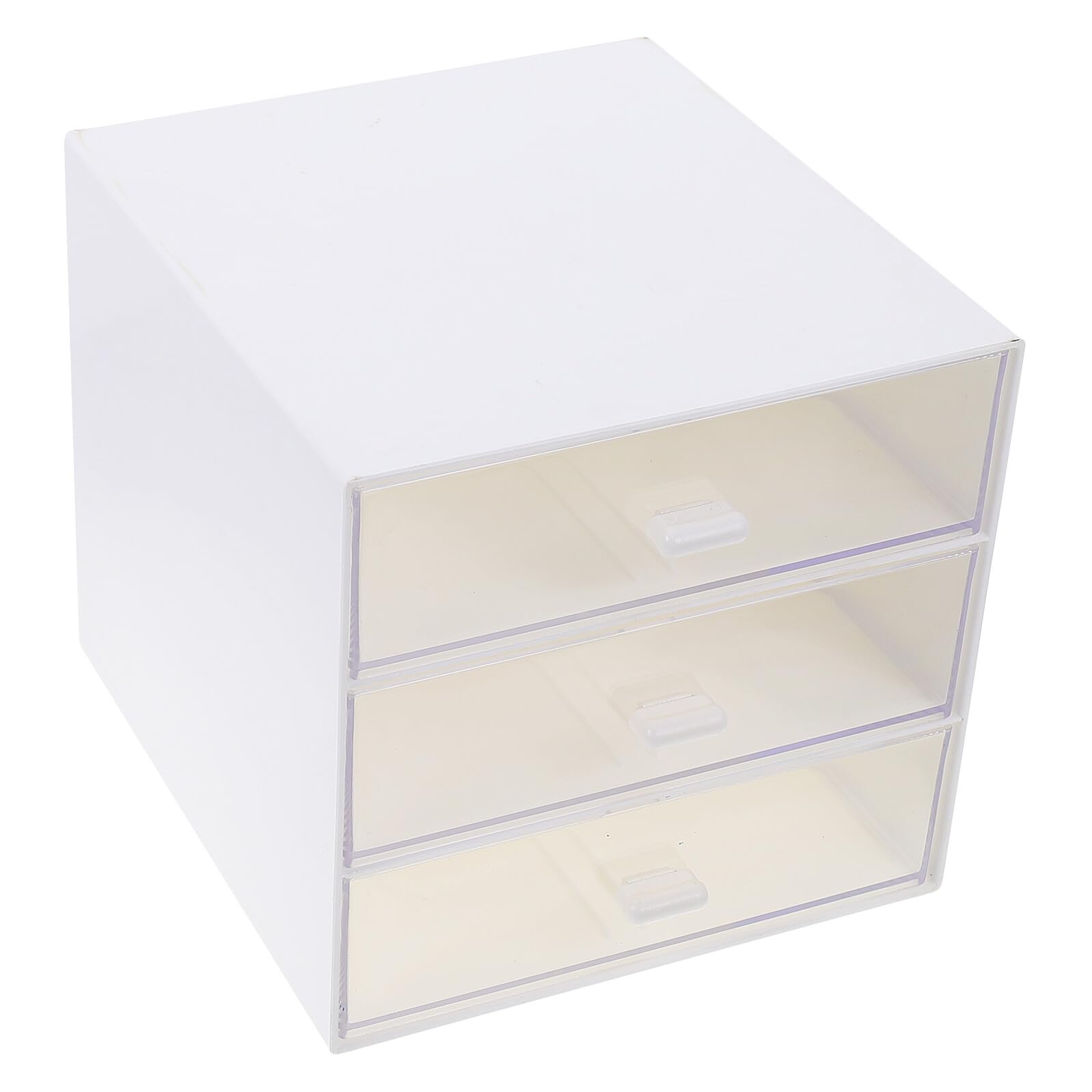 Transparente Schublade für Büro – 3-stöckige weiße Aufbewahrungsbox, vielseitiges Schreibtischzubehör für Bürobedarf, kleine Gegenstände und Bastelaufbewahrung