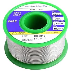 Owootecc bleifreier Lötdraht Sn99,3 Cu0,7 0,6mm 100g