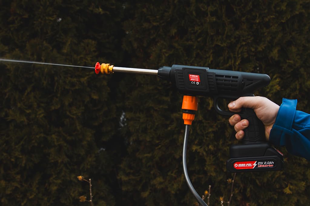 Idropulitrice a Batteria | Capacità Batteria 2 Ah | Pressione Massima 30 Bar | Lunghezza Tubo 5 Metri | 2 Ugelli | con Valigetta