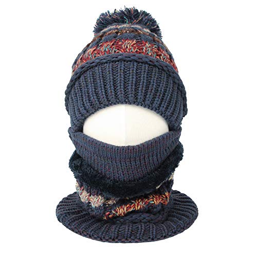 WITHMOONS Knit Fairs Isle Nordic Bobble Pom Beanie...