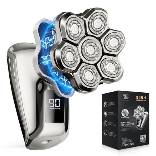 Image of Head Shaver for Bald Men, 7D Floating Head Electric Razor, IPX7 Waterproof Wet & Dry Bald Shaver with Magnetic Detachable Blade, Type-C Fast Charging LED Display, Gift for Men Father's Day