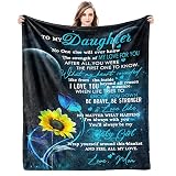 Gift for My Daughter Blanket from Mom as Birthday Present I Love You Letter to Her, Ultra-Soft Flann