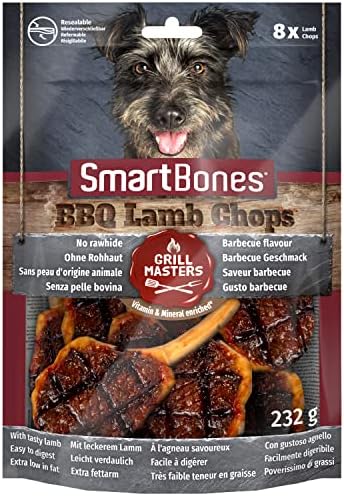Smartbones 8 BBQ Lamb Chops Rawhide Free Chew Dog Treats