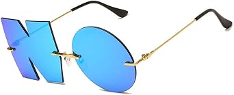 ENTHYI Letter NO Party Rimless Irregular Design Sunglasses For Men/Women UV400 Streetwear Eyewears