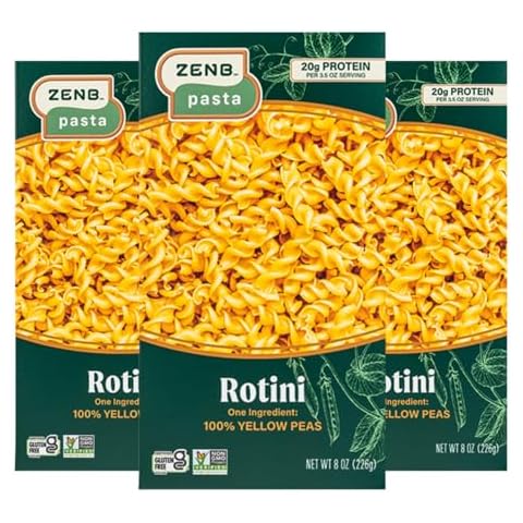 ZENB Plant Based Rotini Pasta - Made From 100% Yellow Peas, Gluten Free, Non-GMO & Vegan, 20g of Protein & 12g of Fiber In Every Serving - (Pack of 3) Cover