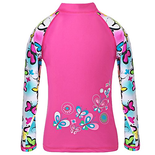 Image of TFJH E Girls Two Piece Swimsuit Long Sleeve Rash Guard Ages 3-12 | UPF 50+ sun protection, breathable , lightweight long sleeve swimsuit, full coverage, pool beach vacation, water park
