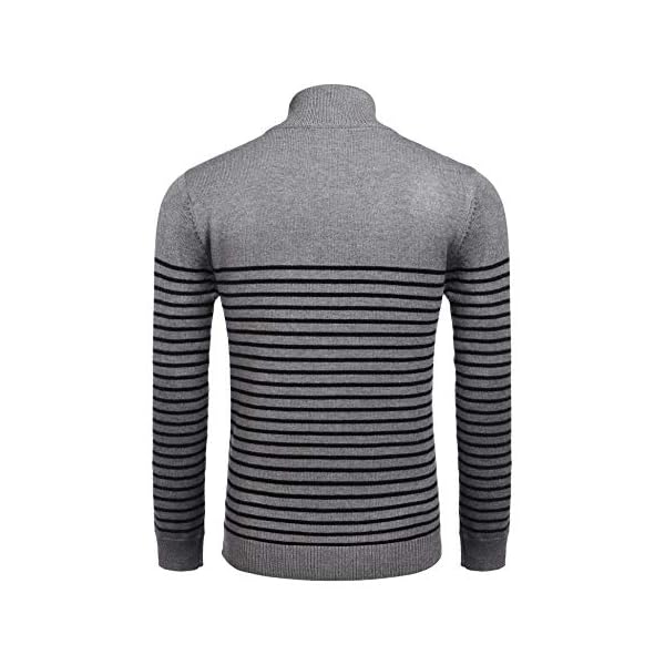 COOFANDY Men's Casual Slim Pullover Zipper Sweater Big and Tall Polo Neck Sweaters (Grey, S) - Image 4