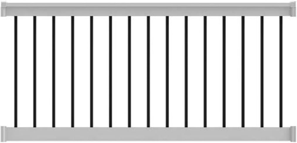 T-Top Level Rail Vinyl Kit White with Round Aluminum Balusters (6 ft. x 36 in.)