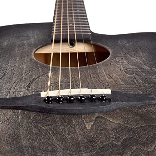 Winzz 41 Inch Akoestische Gitaar Full Size Vintage Gravure, Beginners Folk Gitaar 4/4 met Gewatteerde Zak, Standaard… - Image 8