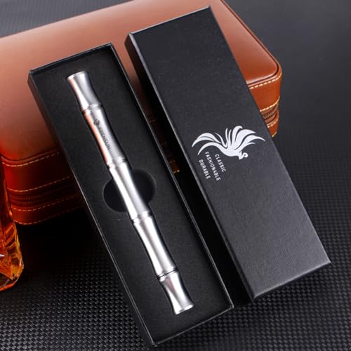 KEENSUN 3-in-1 Cigar Punch Tool Set with Cigar Punch(8mm), Cigar Draw Enhancer Cutter and Twin Nubber (Silver)