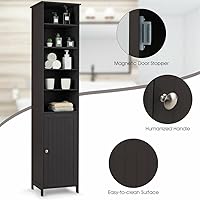 Vista 5 de na Estante de almacenamiento de piso alto de 72 pulgadas para baño, estante multifuncional marrón