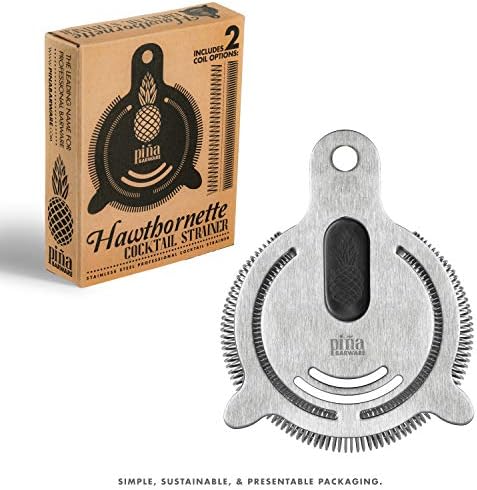 Piña Barware's The Hawthornette - Stainless Steel Commercial Hawthorne Style Cocktail Bar Strainer with Two Coils, Brushed Finish 1 Pack - Thumbnail 4