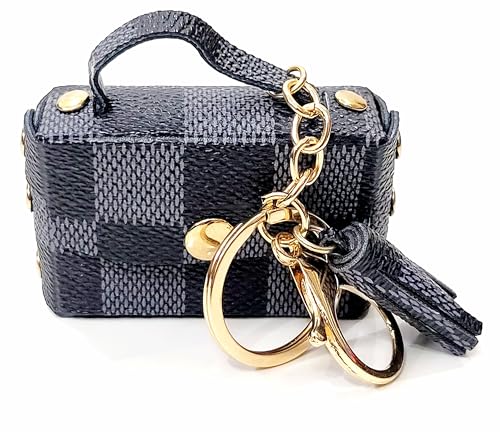 Image of JSR Designer Mini Bag Keychain with Tassel, Gold Chain, Multiple Patterns, Fashion Accessory For Car Bike Purses And Gifting