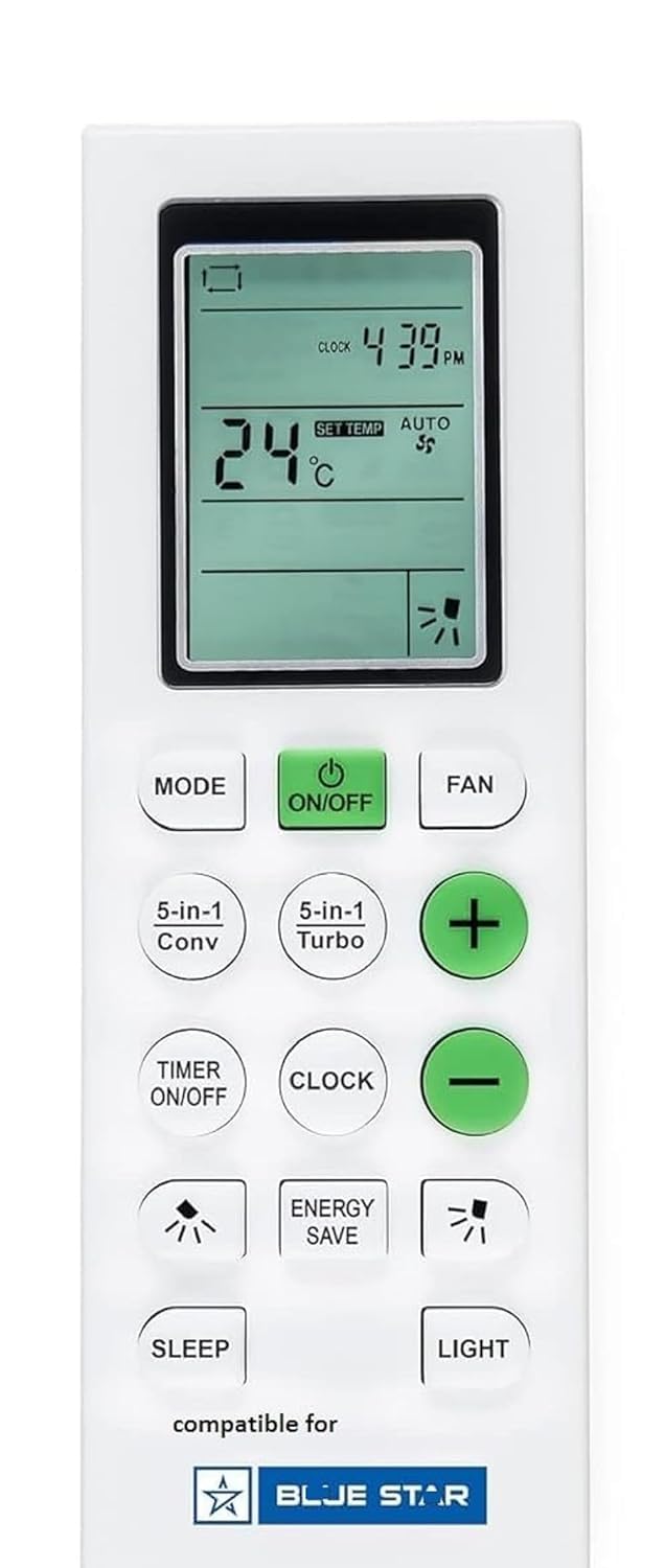 AC Remote Replacement for Blue Star AC Remote 5-in-1 Conv Turbo Split/Window/Inverter 1 Ton 1.5 Ton 2 Ton 2 Star 3 Star -4 Star 5 Star (Exactly Same Remote Will Only Work)-image-4