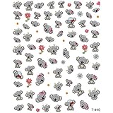 Houchu Waterproof Animal Cartoon Children Nail Stickers Panda Koala Teddy Bear 3D Manicure Decals...