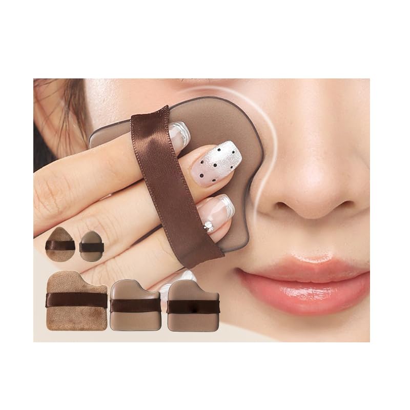1 Box of 6 PCs Chocolate Color Quick Makeup Foundation Puff Set, Foundation Sponge Puff Cushion Puff Mini Powder Puff Collection