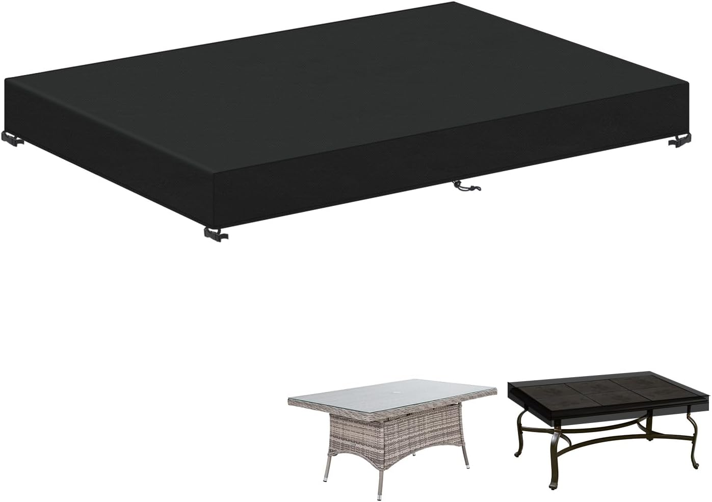LAMUNI Tisch Abdeckung Outdoor Tischplatte Abdeckung Gartentisch Schutzhülle Gartenmöbel Hülle Wasserdicht Tischplattenhülle Gartentischhülle Abdeckplane Gartentisch, Rechteckig, 150x90x15cm