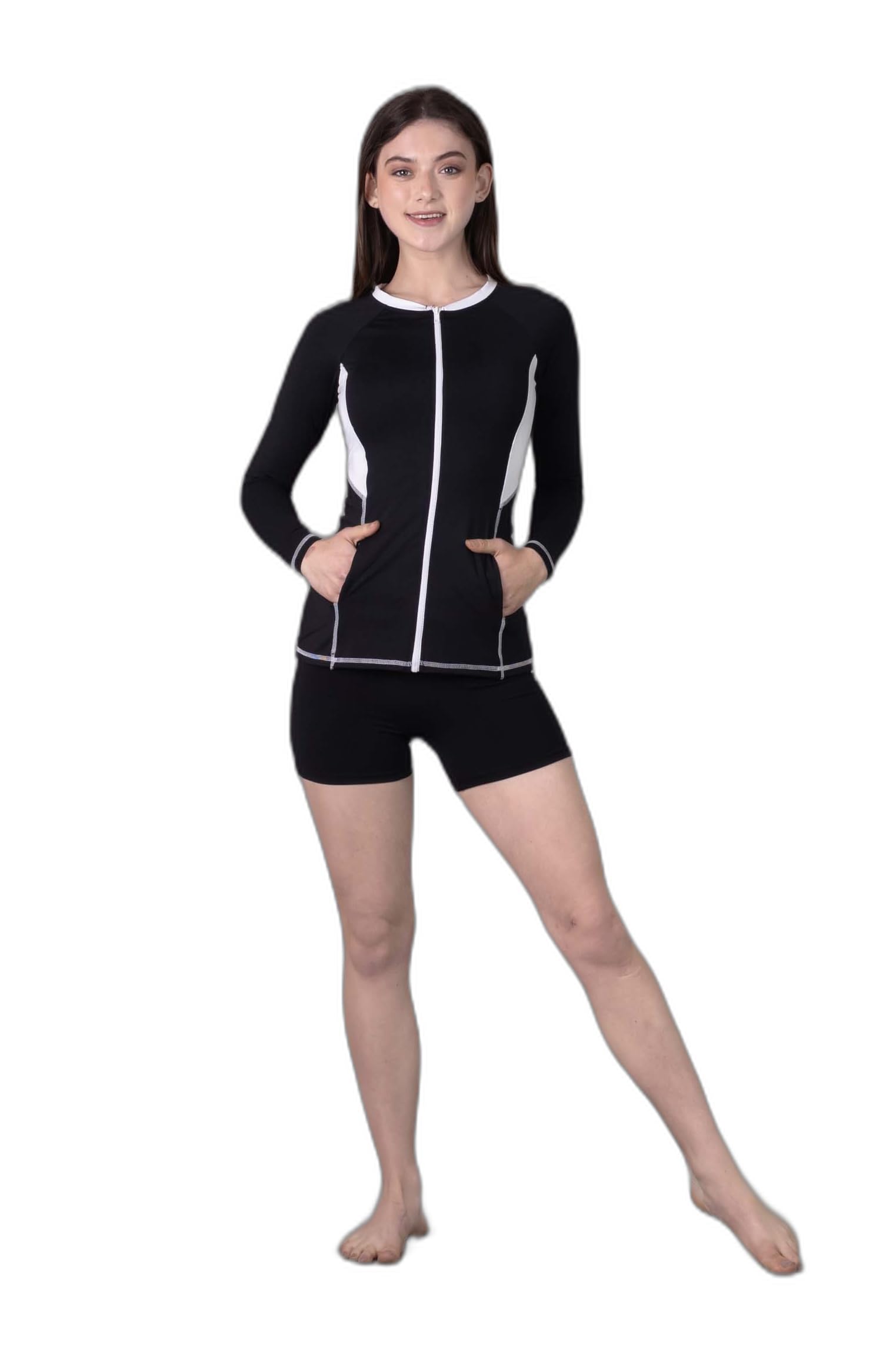 keepfit Longsleeves Zippered Rashguard 2-Piece Padded Swimset for Women |Swimming Suit for Women-picture-42