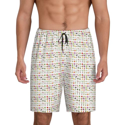 Pantalon de pyjama court homme motif légumes en coton léger
