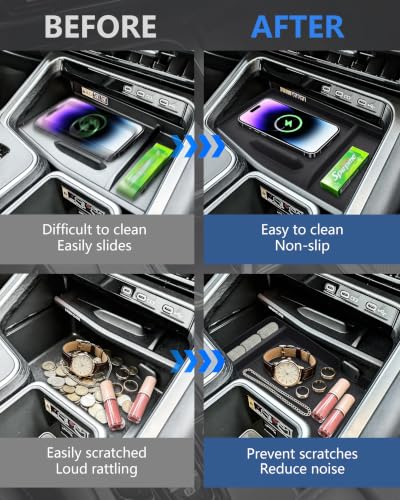 Image of 3PC Center Console Accessories for 2024-2026 Lexus TX (TX350 TX500h TX550h+), Non-Slip Silicone Cup Holder & Wireless Charging Mat & Storage Tray, Interior Liner Set Prevent Scratches Spills