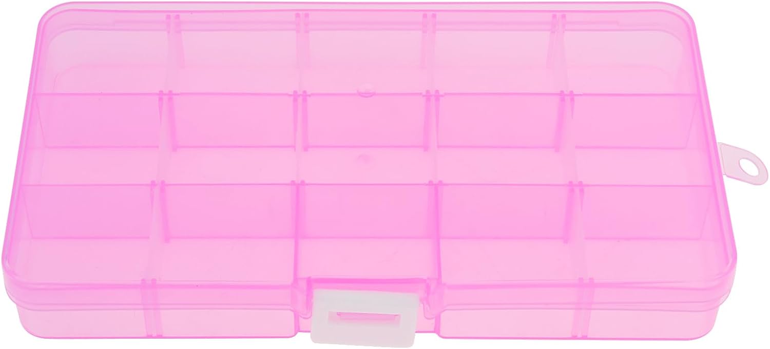1pcs 17x10CM Plastic Organizer Storage Box with Adjustable Dividers, Jewelry Storage Container Box for Office Supplies Beads Crafts Fishing Tackles (Pink, 6.81x3.93 inches)